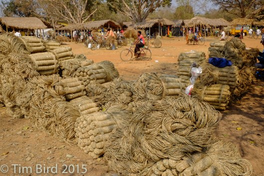 Rope for sale at the Sabai grass market in Odissa. 
