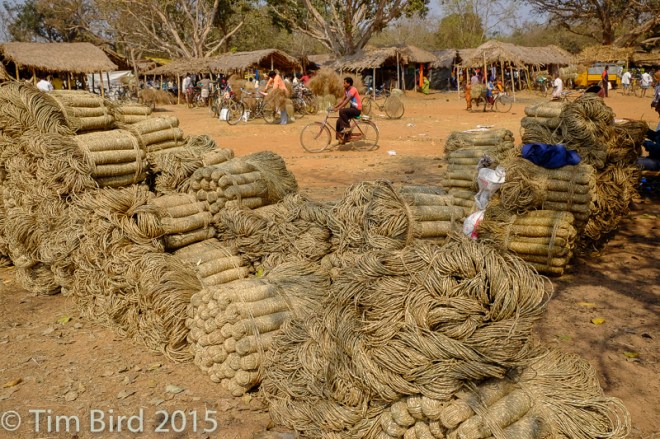 Rope for sale at the Sabai grass market in Odissa.
