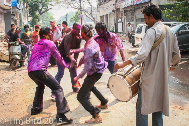 OK, I'm feeling generous, so here's a seventh, bonus shot of the spring Holi festival in Delhi. I needed a bodyguard to stop the guys throwing paint on my camera. My camera came out of the ordeal safely - I was covered in paint myself.