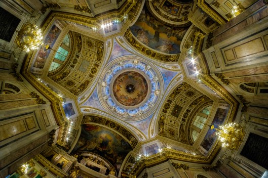 Ceiling and frescoes of St Isaac's Cathedral in St Petersburg, Russia.